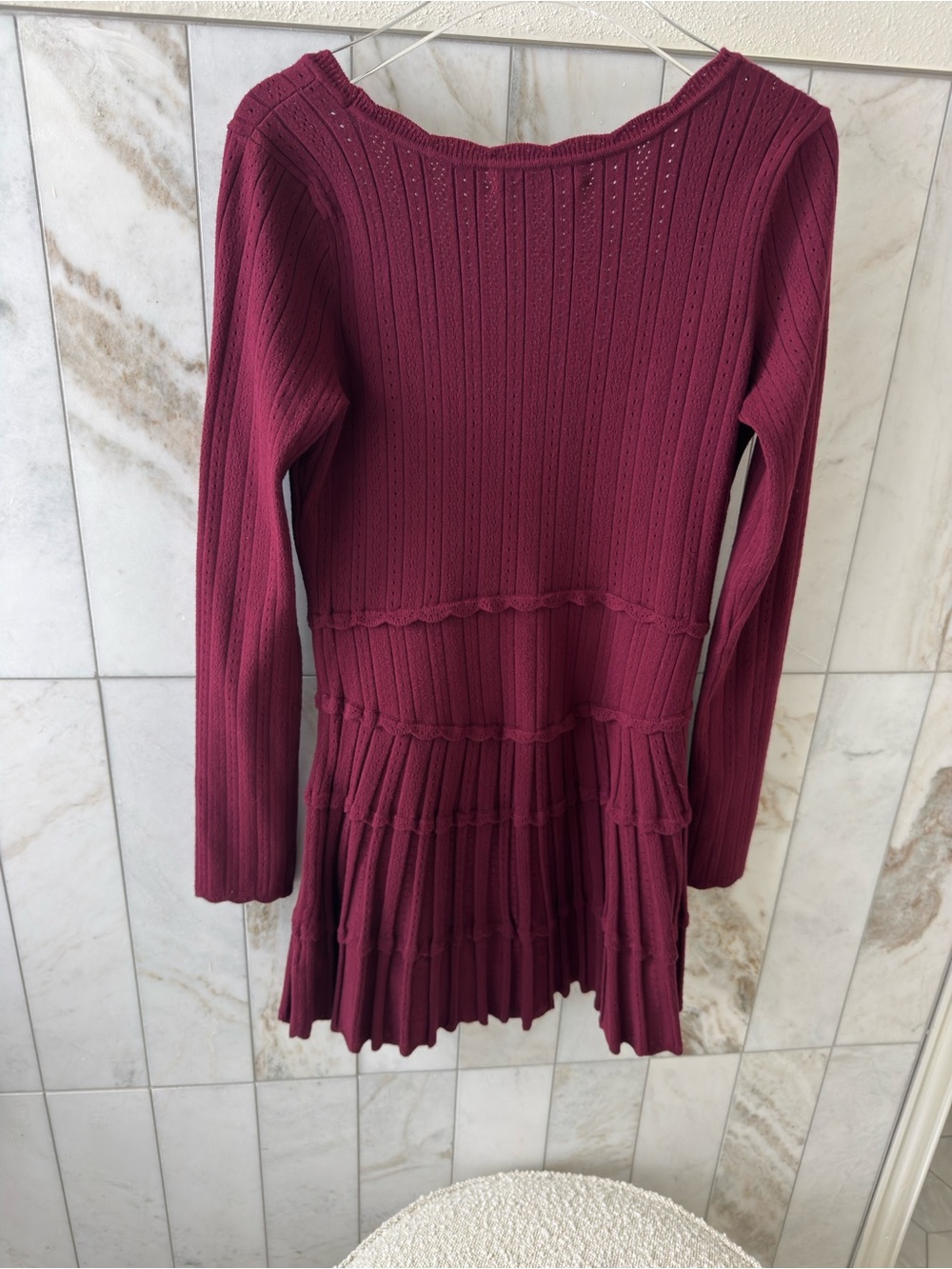 LoveShackFancy Lavender Tiered Stretch Pointelle-knit mini dress - Picture 7 of 7